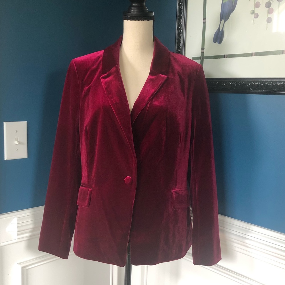 🎁NWT Velvet Blazer, Cranberry Color Large